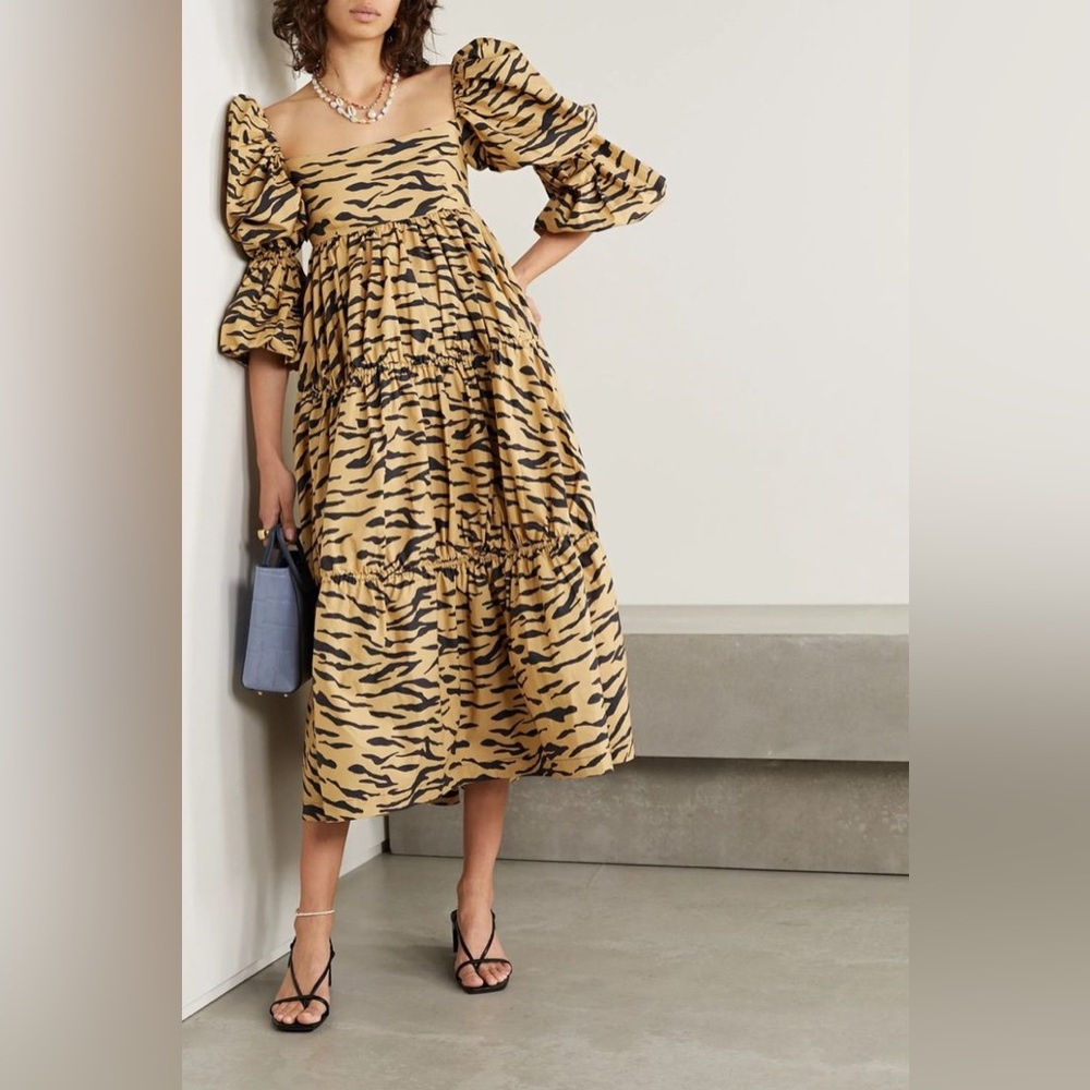 REJINA PYO Nola Tiered Tiger-print Dress In Animal Size 8